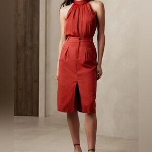 Banana Republic factory casual linen blend skirt size 18, red chili color